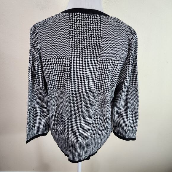 Alfred Dunner Women's Black White Houndstooth Cardigan Sweater Size Petite M - Picture 7 of 8